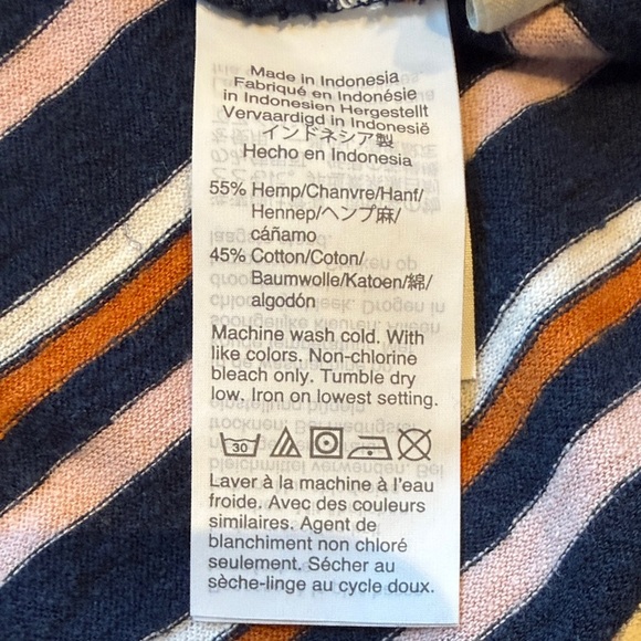 Madewell Striped Henley Tshirt Mini Dress, Bengali Indigo, Size XL - Picture 9 of 9